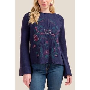 NWT Francesca’s Tricia Floral Stitch Sweater